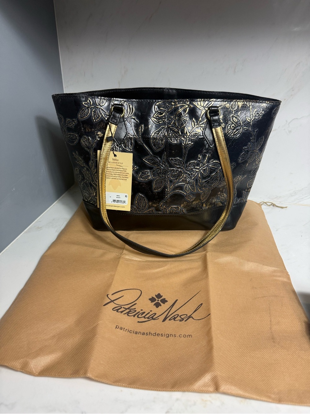 Patricia Nash Black and Gold Floral Tote - Picture 11 of 11